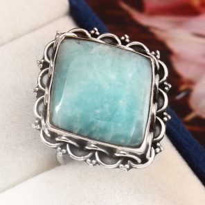 Peruvian Amazonite Ring Size US 10 925 Sterling Silver (REXT42-48)