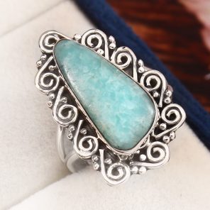 Peruvian Amazonite Ring Size US 7 925 Sterling Silver (REXT42-20)