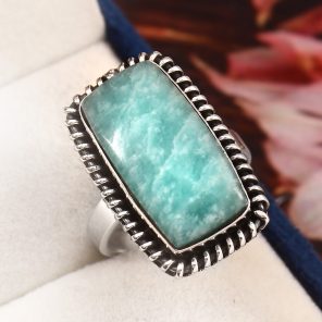 Peruvian Amazonite Ring Size US 9 925 Sterling Silver (REXT42-38)