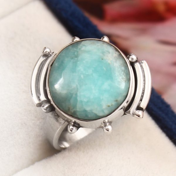 Peruvian Amazonite Ring Size US 6 925 Sterling Silver (REXT42-9)