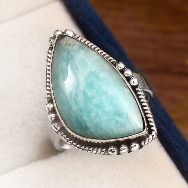 Peruvian Amazonite Ring Size US 6 925 Sterling Silver (REXT42-6)