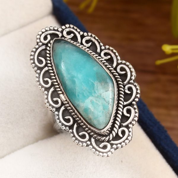 Peruvian Amazonite Ring Size US 6 925 Sterling Silver (REXT42-7)