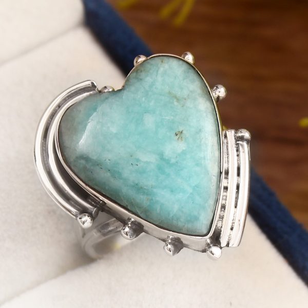 Peruvian Amazonite Ring Size US 8 925 Sterling Silver (REXT42-28)