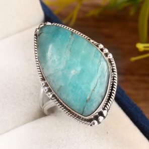Peruvian Amazonite Ring Size US 10 925 Sterling Silver (REXT42-52)