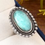 Peruvian Amazonite Ring Size US 9 925 Sterling Silver (REXT42-41)