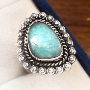 Peruvian Amazonite Ring Size US 6 925 Sterling Silver (REXT42-2)