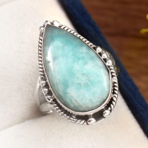 Peruvian Amazonite Ring Size US 6 925 Sterling Silver (REXT42-4)