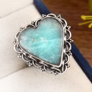 Peruvian Amazonite Ring Size US 9 925 Sterling Silver (REXT42-42)