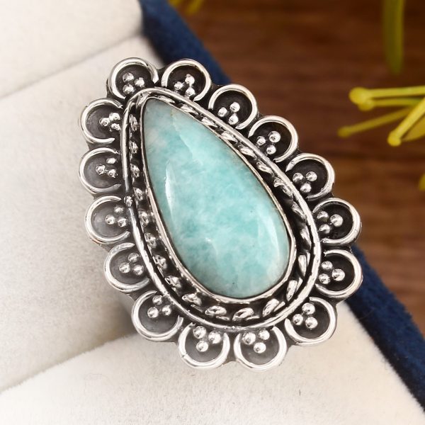 Peruvian Amazonite Ring Size US 6 925 Sterling Silver (REXT42-3)