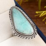 Peruvian Amazonite Ring Size US 9 925 Sterling Silver (REXT42-43)