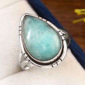 Peruvian Amazonite Ring Size US 8 925 Sterling Silver (REXT42-60)