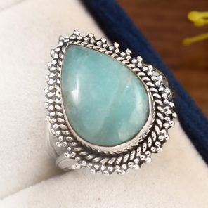 Peruvian Amazonite Ring Size US 6 925 Sterling Silver (REXT42-8)