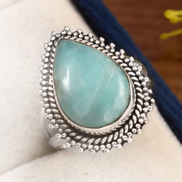 Peruvian Amazonite Ring Size US 6 925 Sterling Silver (REXT42-8)