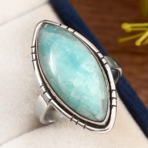 Peruvian Amazonite Ring Size US 9 925 Sterling Silver (REXT42-63)