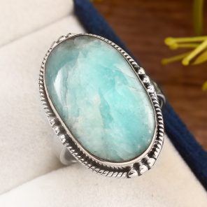 Peruvian Amazonite Ring Size US 9 925 Sterling Silver (REXT42-46)