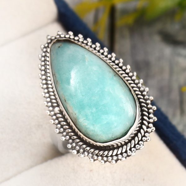 Peruvian Amazonite Ring Size US 8 925 Sterling Silver (REXT42-25)