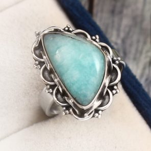 Peruvian Amazonite Ring Size US 7 925 Sterling Silver (REXT42-21)