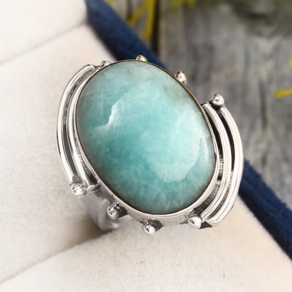 Peruvian Amazonite Ring Size US 7 925 Sterling Silver (REXT42-18)