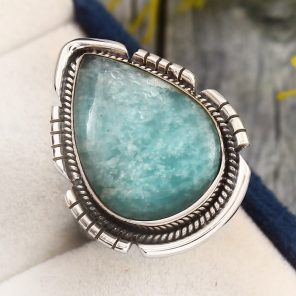 Peruvian Amazonite Ring Size US 7 925 Sterling Silver (REXT42-56)