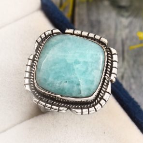 Peruvian Amazonite Ring Size US 8 925 Sterling Silver (REXT42-61)