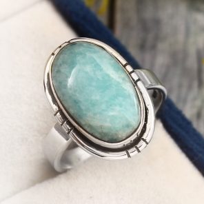 Peruvian Amazonite Ring Size US 7 925 Sterling Silver (REXT42-57)