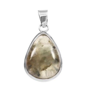 Prehnite 1.25" Sterling Silver Pendant 925 (RSEXT65-34)