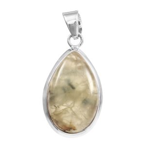 Prehnite 1.5" Sterling Silver Pendant 925 (RSEXT65-37)