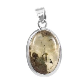 Prehnite 1.25" Sterling Silver Pendant 925 (RSEXT65-36)