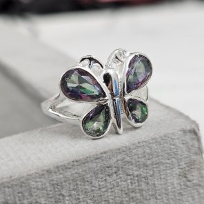 Mystic Topaz Butterfly 925 Sterling Silver Ring (RS34-46)