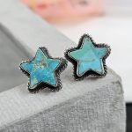 Mohave Turquoise Star 925 Sterling Silver Stud Earring (RS34-41)