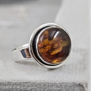 Amber 925 Sterling Silver Ring (REXT52-11)