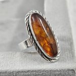 Amber 925 Sterling Silver Ring (REXT52-6)