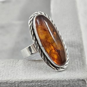 Amber 925 Sterling Silver Ring (REXT52-6)