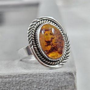 Amber 925 Sterling Silver Ring (REXT52-3)
