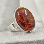 Amber 925 Sterling Silver Ring (REXT52-12)