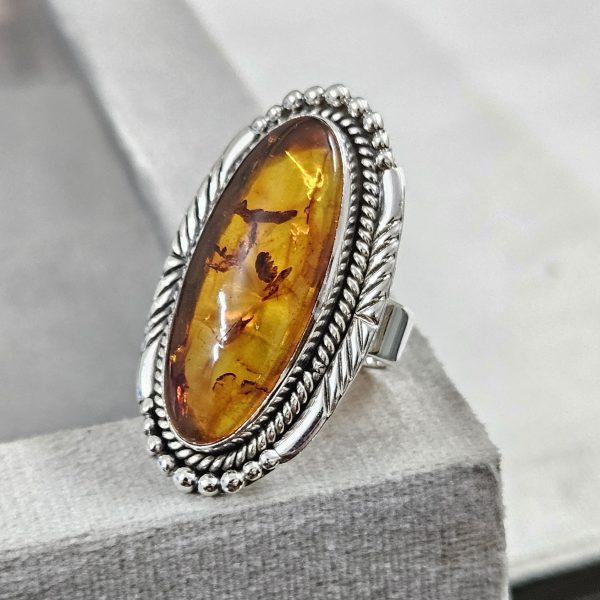 Amber 925 Sterling Silver Ring (REXT52-10)