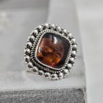 Amber 925 Sterling Silver Ring (REXT52-4)