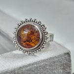 Amber 925 Sterling Silver Ring (REXT52-2)