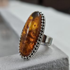 Amber 925 Sterling Silver Ring (REXT52-5)