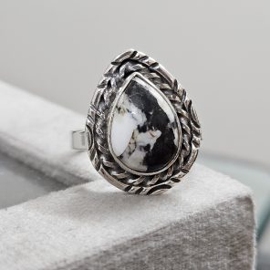 White Buffalo Turquoise 925 Sterling Silver Ring (REXT51-4)