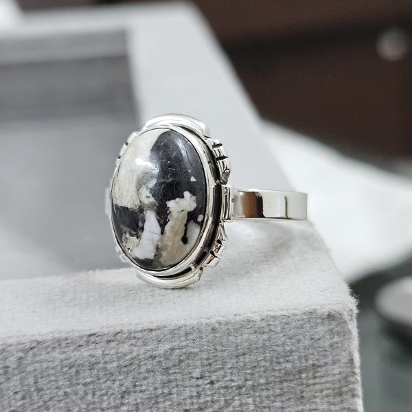 White Buffalo Turquoise 925 Sterling Silver Ring (REXT51-3) - Image 2