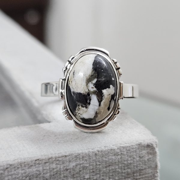 White Buffalo Turquoise 925 Sterling Silver Ring (REXT51-3)