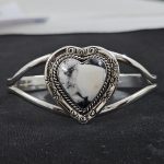 White Buffalo Turquoise Southwest Style 925 Sterling Silver Bangle Cuff (RSB2-107)