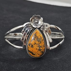 Bumble Bee Jasper Southwest Style 925 Sterling Silver Bangle Cuff (RSB2-112)