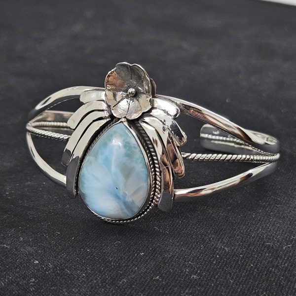 Larimar Southwest Style 925 Sterling Silver Bangle Cuff (RSB2-97) - Image 2