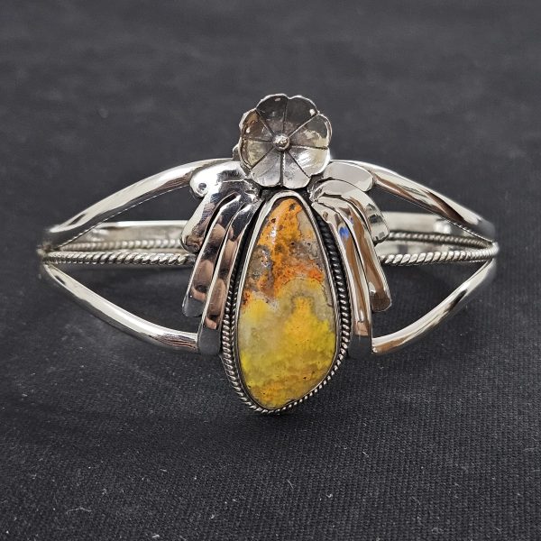 Bumble Bee Jasper Southwest Style 925 Sterling Silver Bangle Cuff (RSB2-102)