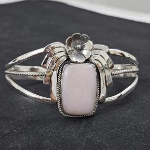 Pink Opal Southwest Style 925 Sterling Silver Bangle Cuff (RSB2-99)