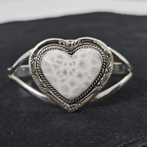 Natrolite (Pink Larimar) Southwest Style 925 Sterling Silver Bangle Cuff (RSB2-110)