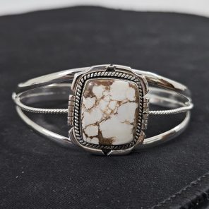 Wild Horse Jasper Southwest Style 925 Sterling Silver Bangle Cuff (RSB2-114)