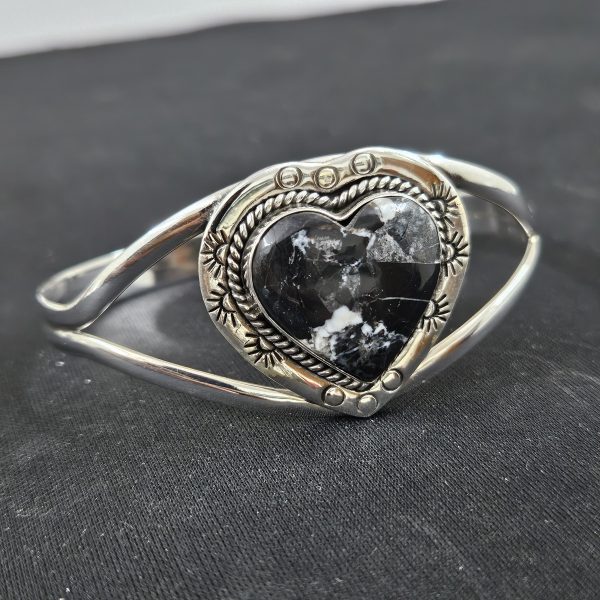 White Buffalo Turquoise Southwest Style 925 Sterling Silver Bangle Cuff (RSB2-109) - Image 2